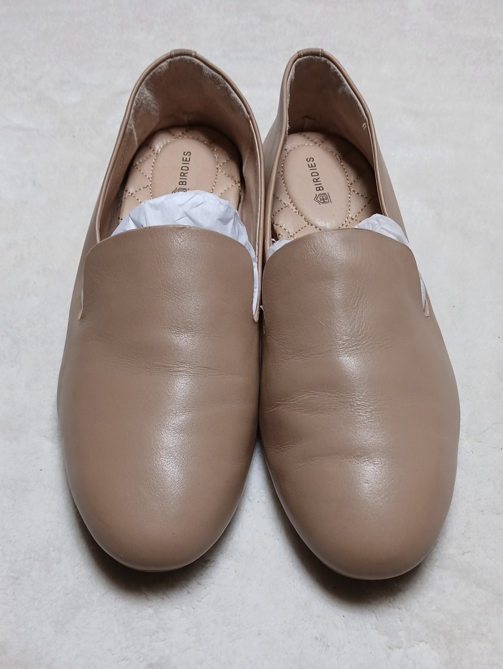 Birdies Taupe Leather Slip-On Flats Size 9